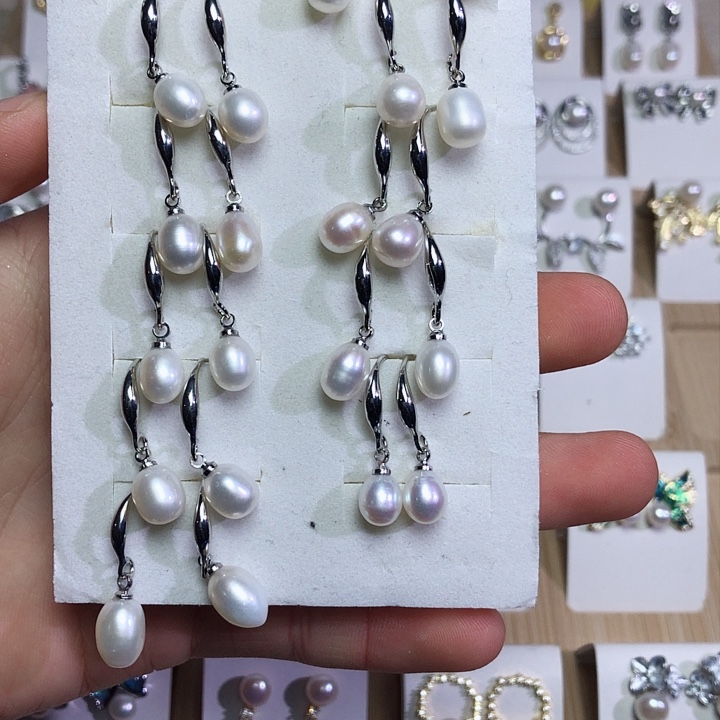 淡水珍珠耳饰银S925镶嵌