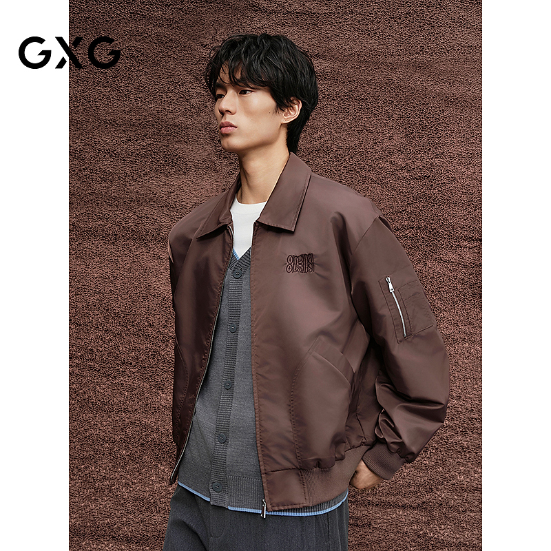 GXG男装 商场同款廓形飞行员夹克外套  2025秋季新品#G25X213046