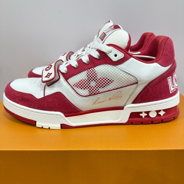 95新 LouisVuitton/路易威登 42码 trainer 白红魔术贴 低帮板鞋