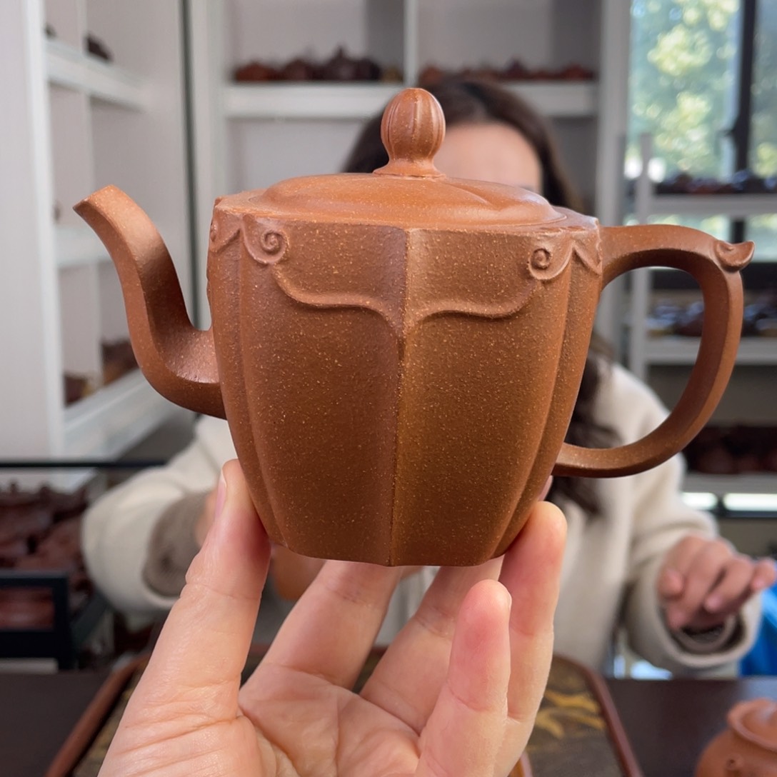 紫砂茶壶红降坡如意高宫灯245cc