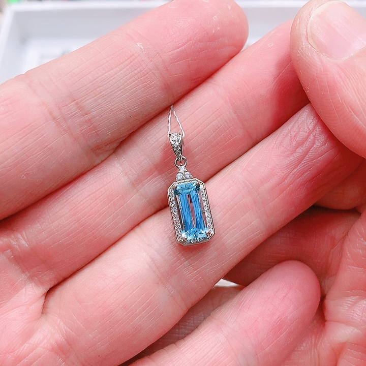 海蓝宝石吊坠(不含链)银S925镶嵌