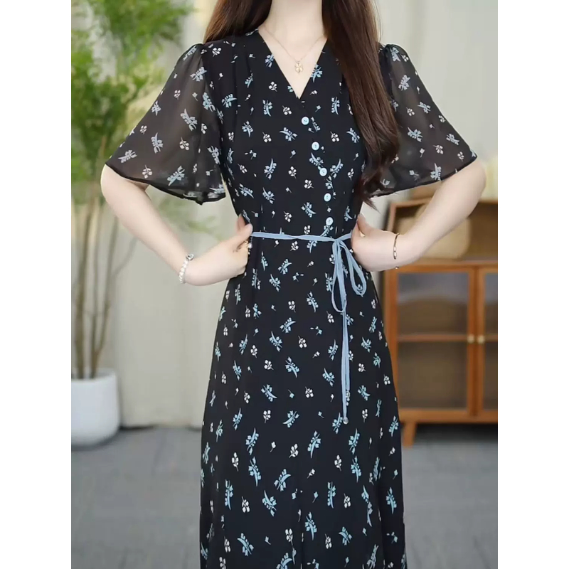 【FL788】夏装新款时尚显瘦收腰显瘦连衣裙