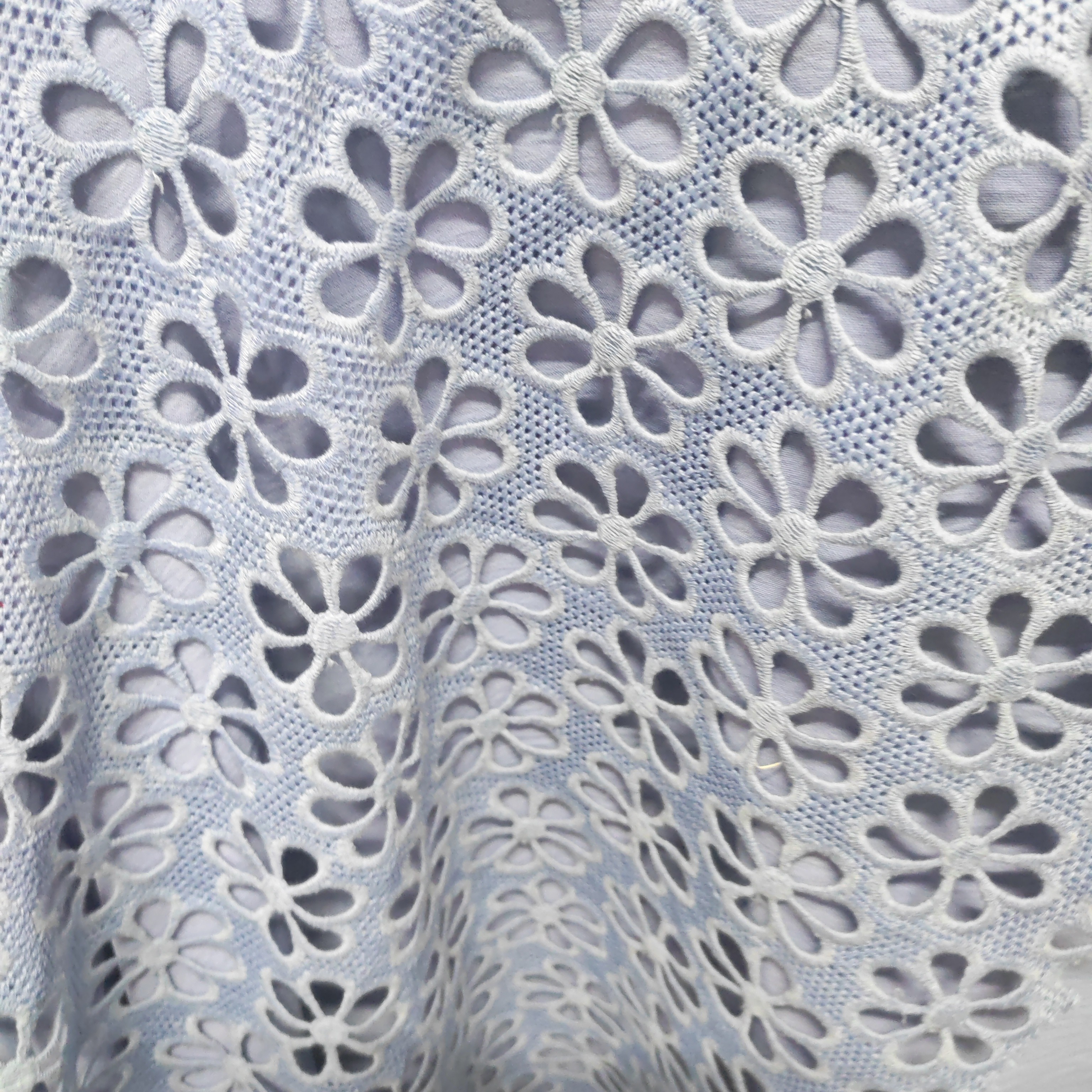 水溶绣花面料 一米价格 蓝色