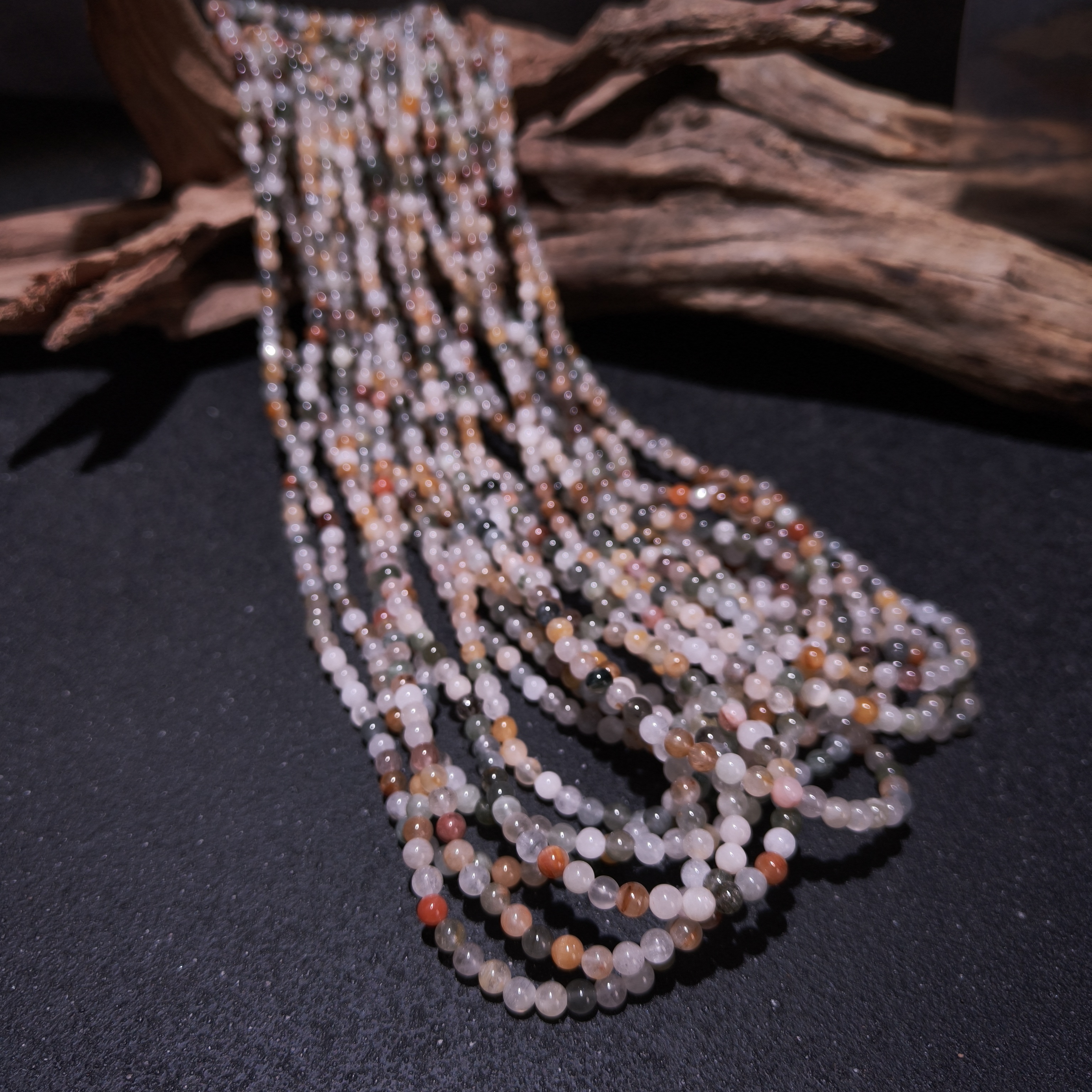 【黑胖珠宝】H0658  天然水晶彩兔毛多圈手链 多样性发其一