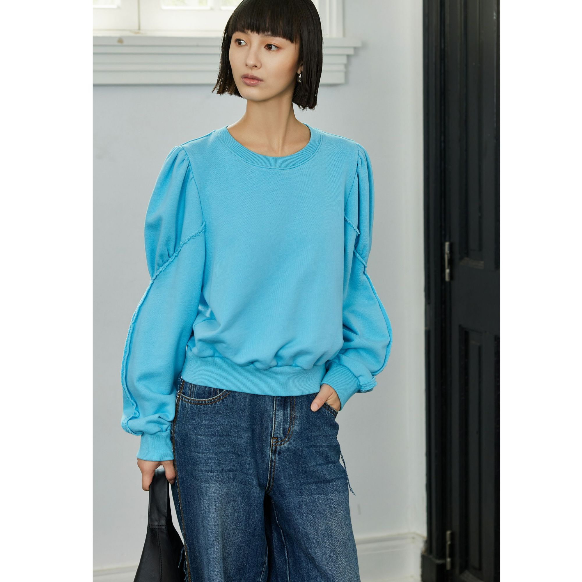 【折客优品】秋季宽松圆领长袖套头卫衣时尚休闲卫衣931-6QT93110