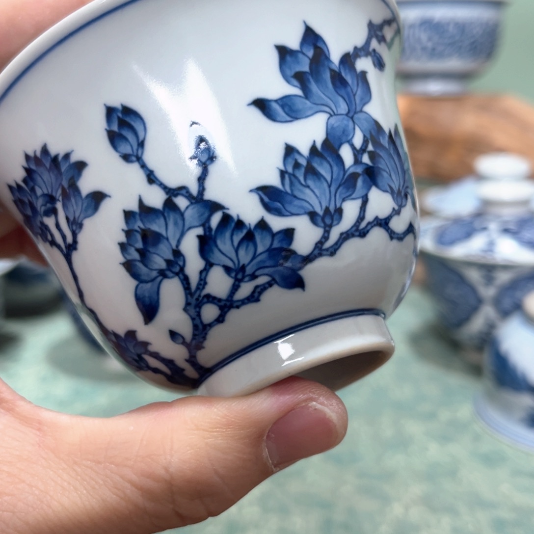 翰林瓷轩玉兰花铃铛盖碗