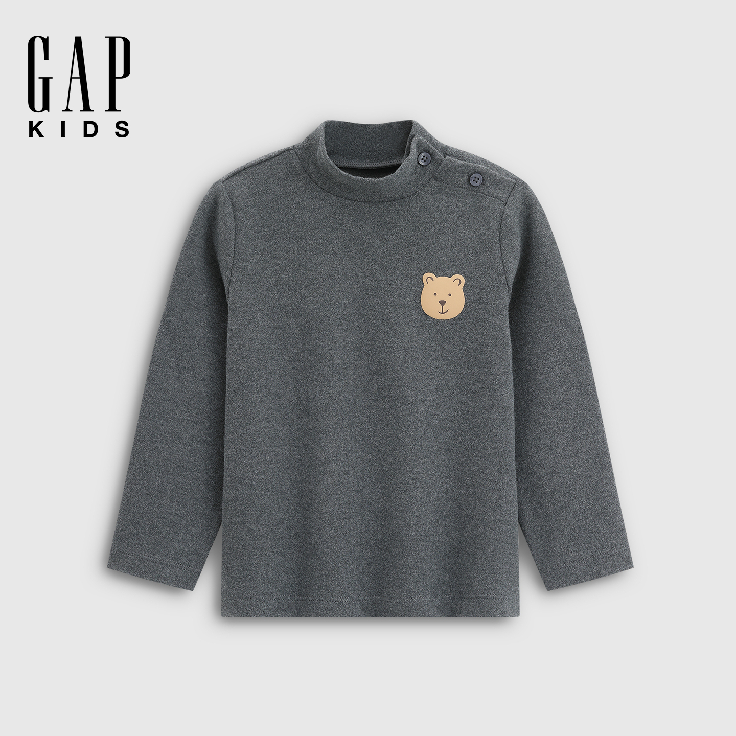 Gap男女幼童冬季新款小熊印花半领长袖T恤内搭上衣829349/869771