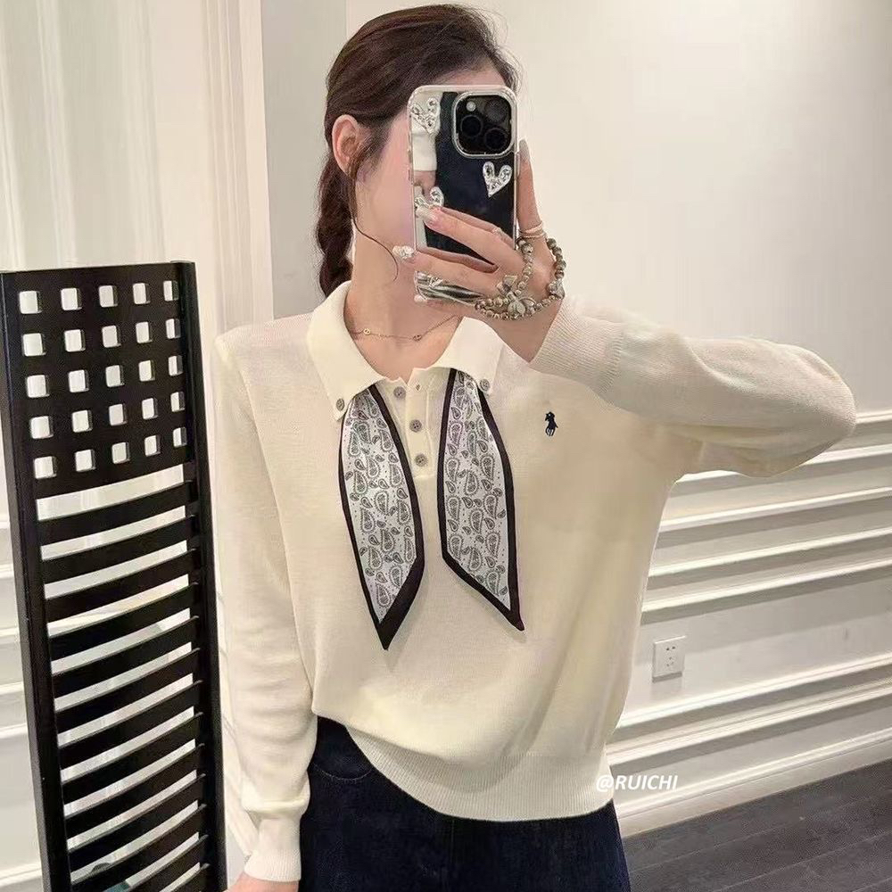 针织薄款秋冬毛针织衫围巾领长袖秋季毛衣百搭上衣休闲针织衫气质