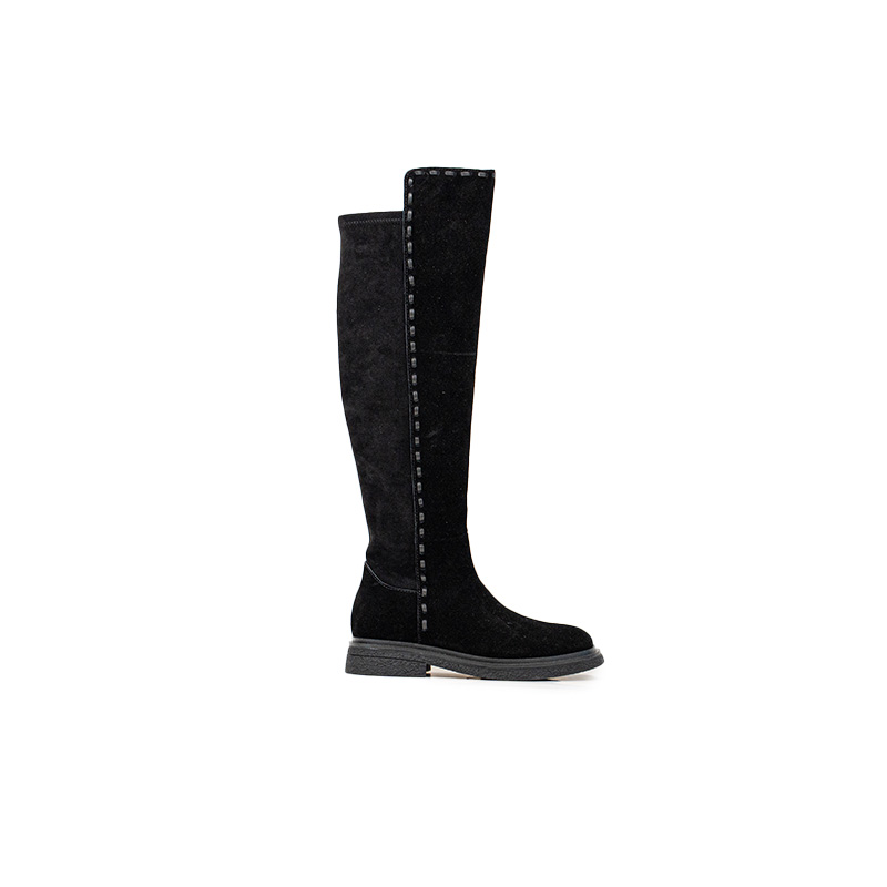 KMD/2025冬季显瘦舒适牛反绒/弹力绒长靴