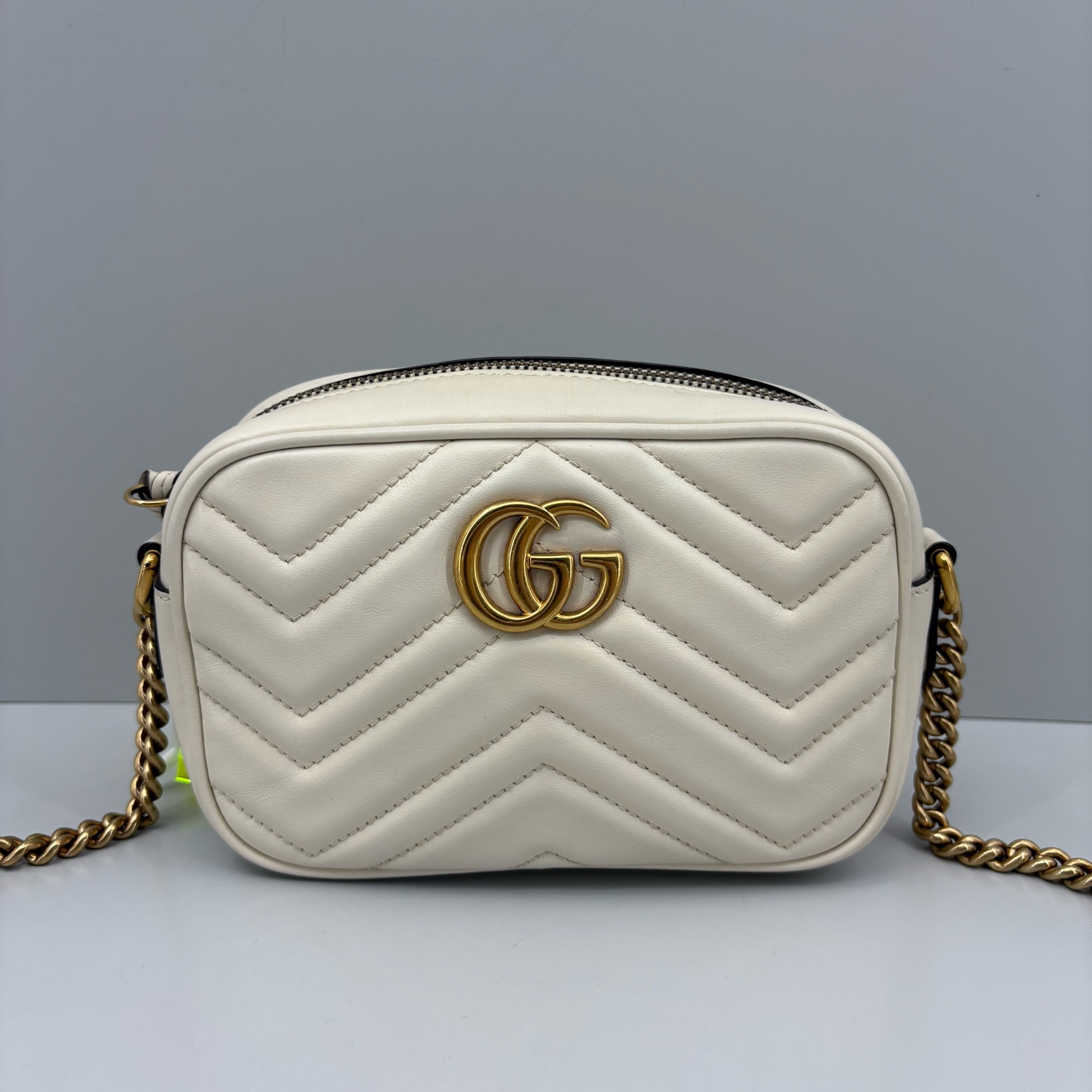 95新 GUCCI/古驰 优选/马蒙小号白色相机包/18×11×5/Z09061