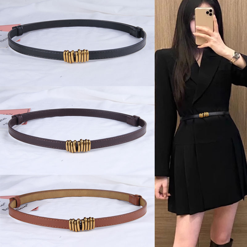 热款双扣挂钩可调节压线边百搭细腰带女装饰开衫搭配裙子新款皮带
