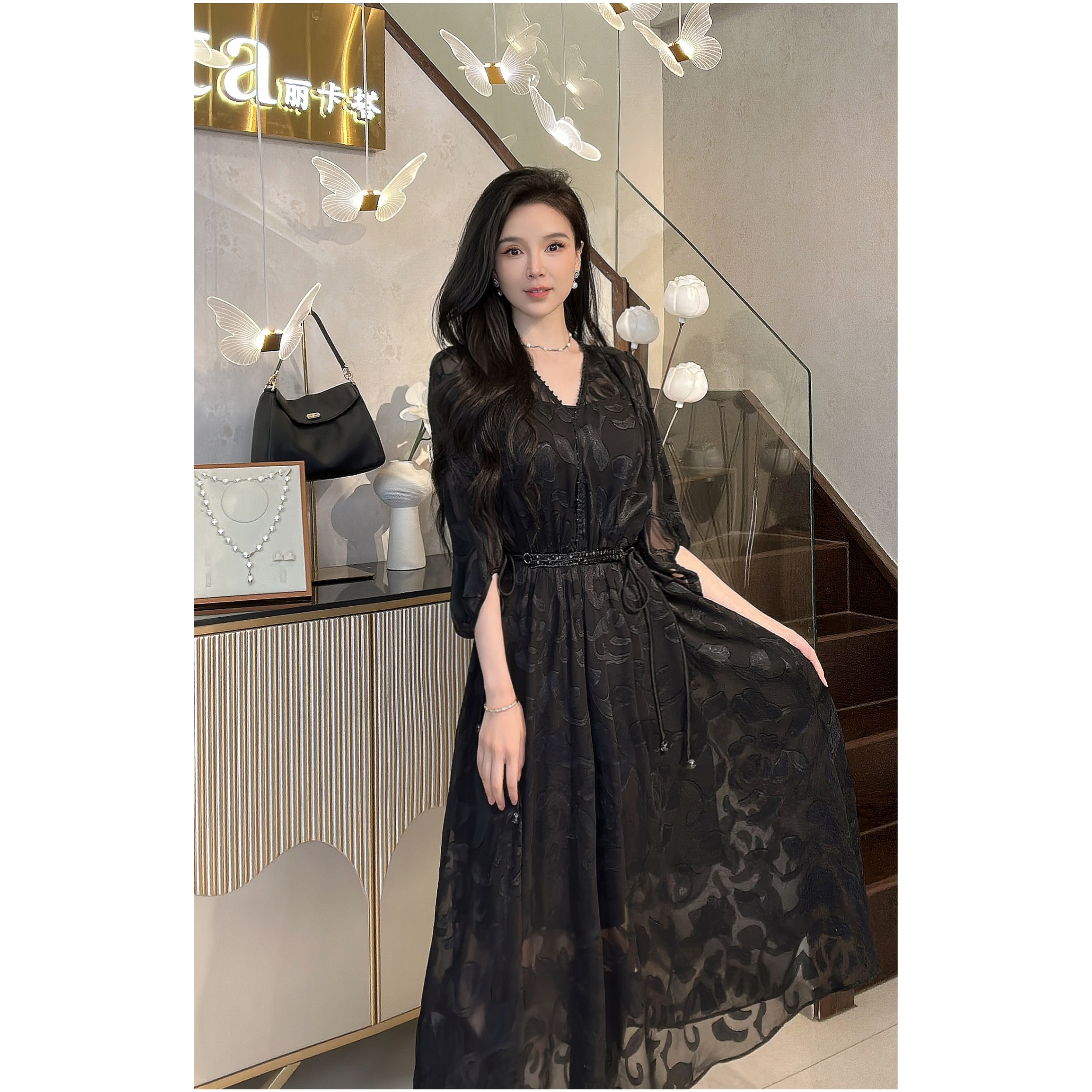 YUANBAO【临晚-LinWant】法式时尚长袖显瘦气质连衣裙新款