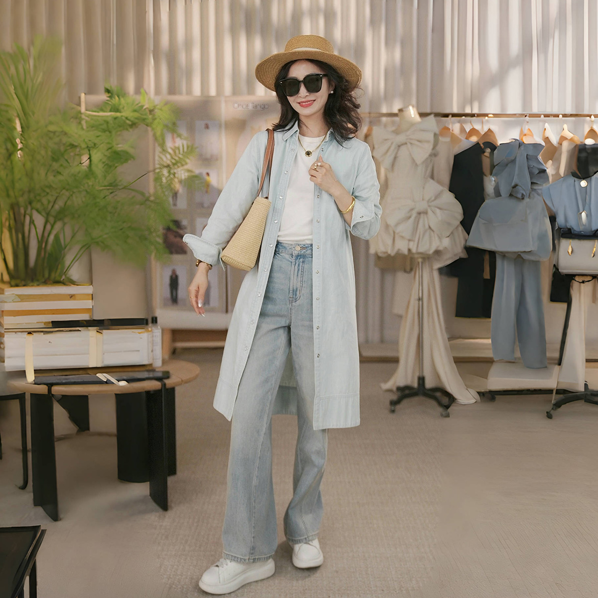 一支探戈丨小个子极简 1oo%土耳其进口棉/复古牛仔连衣裙30606