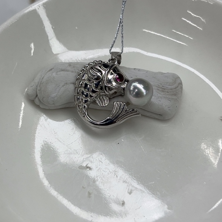 吊坠(不含链)银S925镶嵌海水珍珠