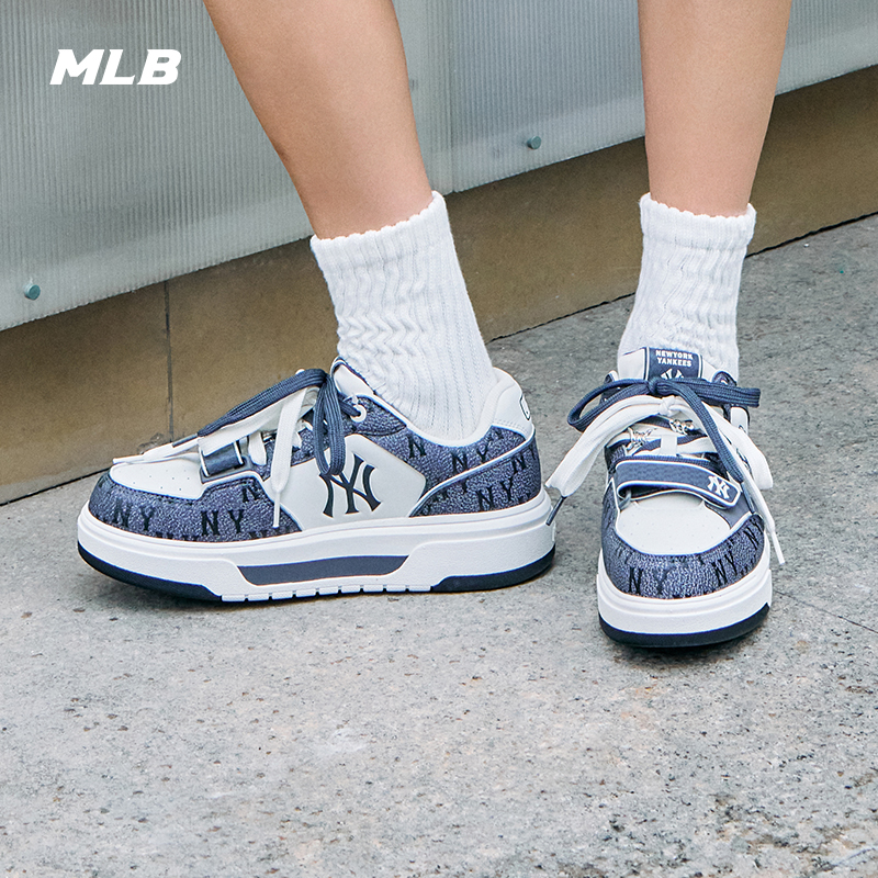 MLB官方 张康乐同款时尚板鞋厚底满印老花学长鞋25夏季新款SXP02