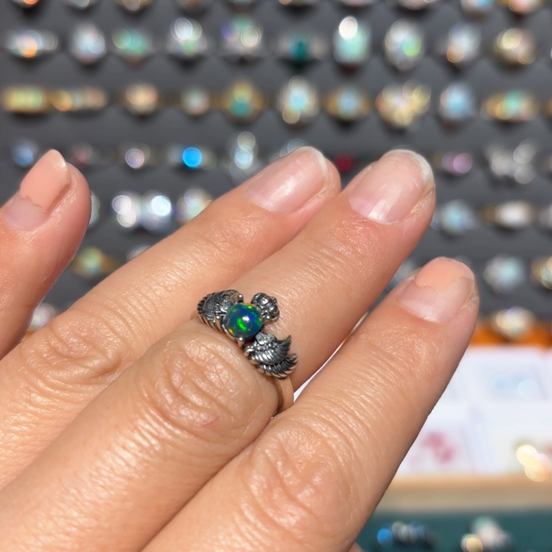 欧泊戒指银S925镶嵌戒指