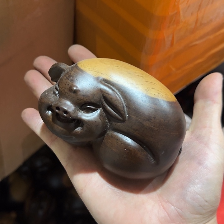 木黑檀木12双色福猪一只