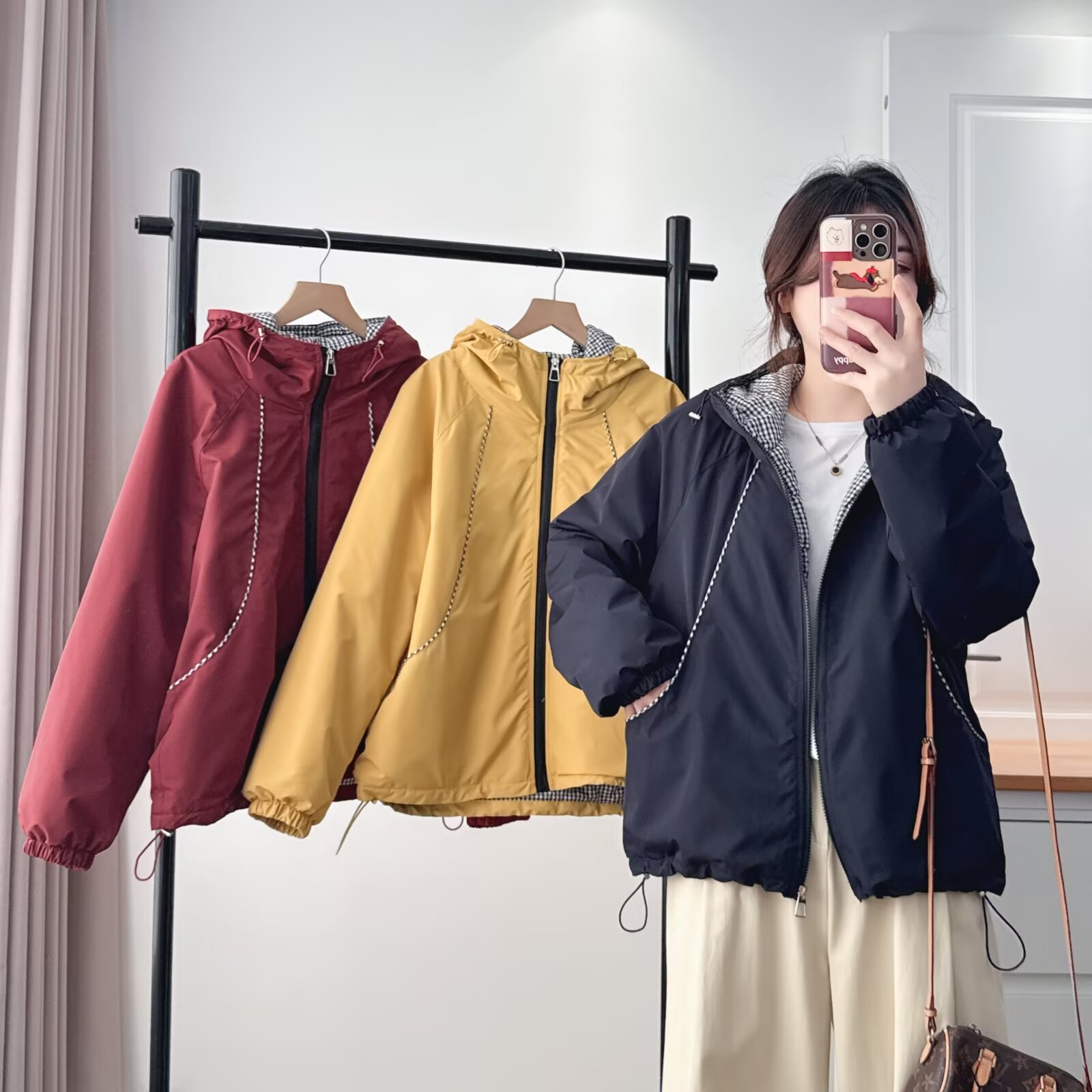 微胖大码冬款防风加厚款休闲百搭时尚宽松棉衣圆领棉服女款