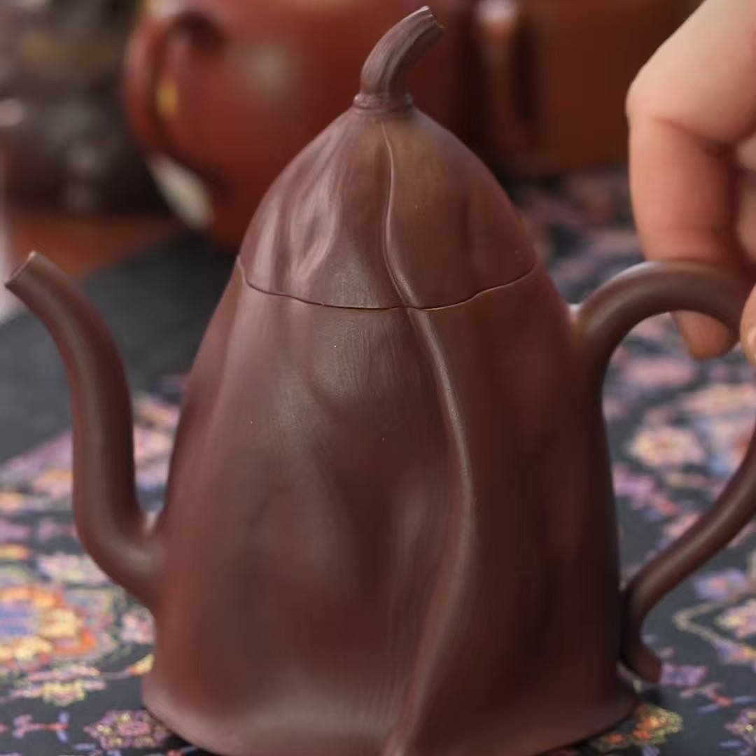 底槽清枯荷紫砂壶精美手工制作茶壶