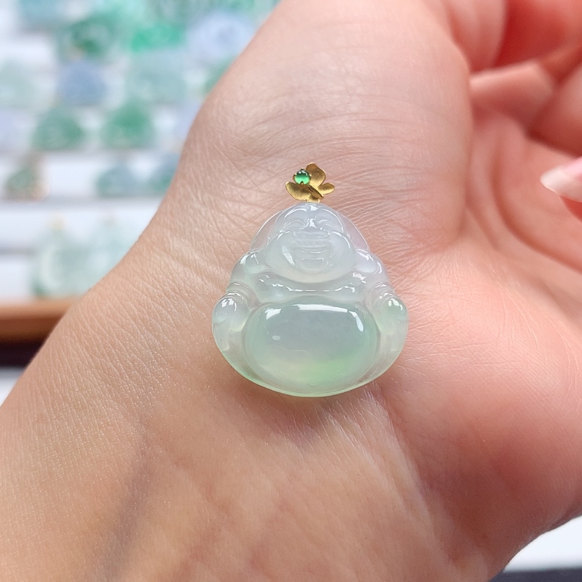 【闪购商品】翡翠吊坠(赠链)18K金镶嵌