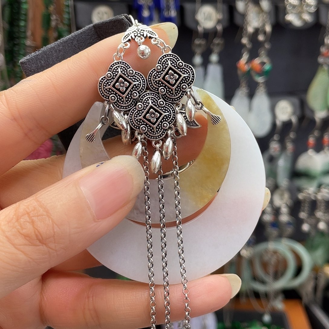 荣***店翡翠银S925镶嵌耳饰552yhjhhh