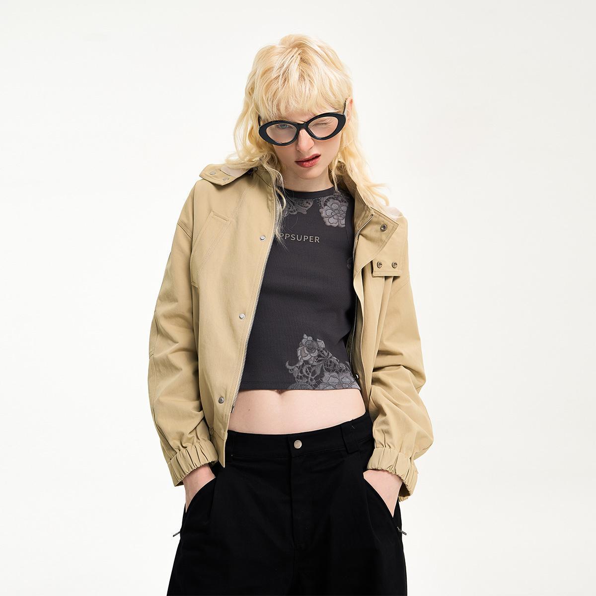 【衣小姐精选】 秋冬小众设计款新品酷感抽绳宽松连帽可