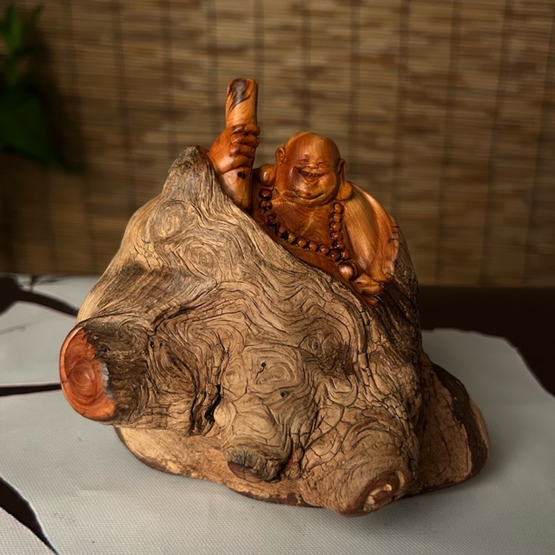 根雕弥勒佛摆件大肚笑佛招财纳福