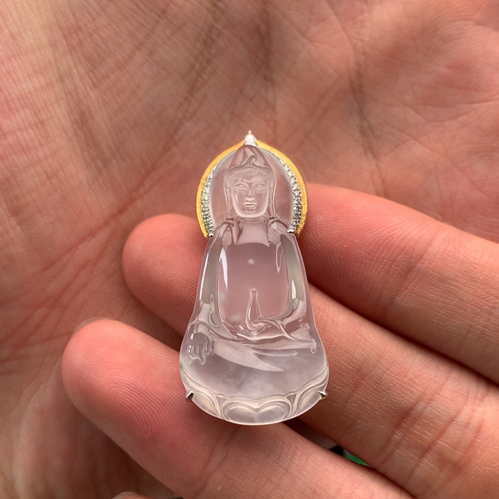 翡翠颈饰18K金镶嵌翡翠吊坠
