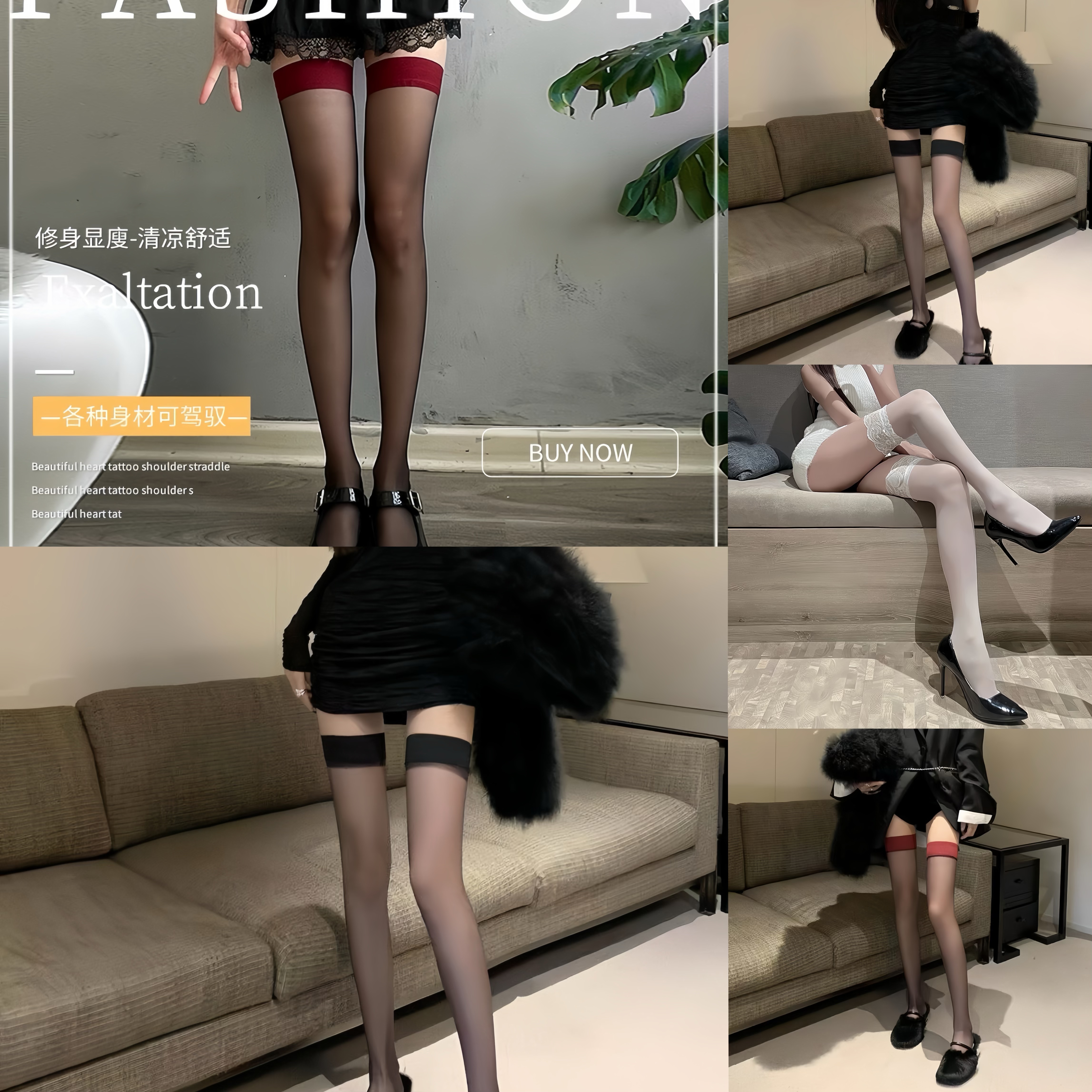 刘掰掰过膝性感风薄款长筒袜条纹刺绣长筒日系小腿袜防滑