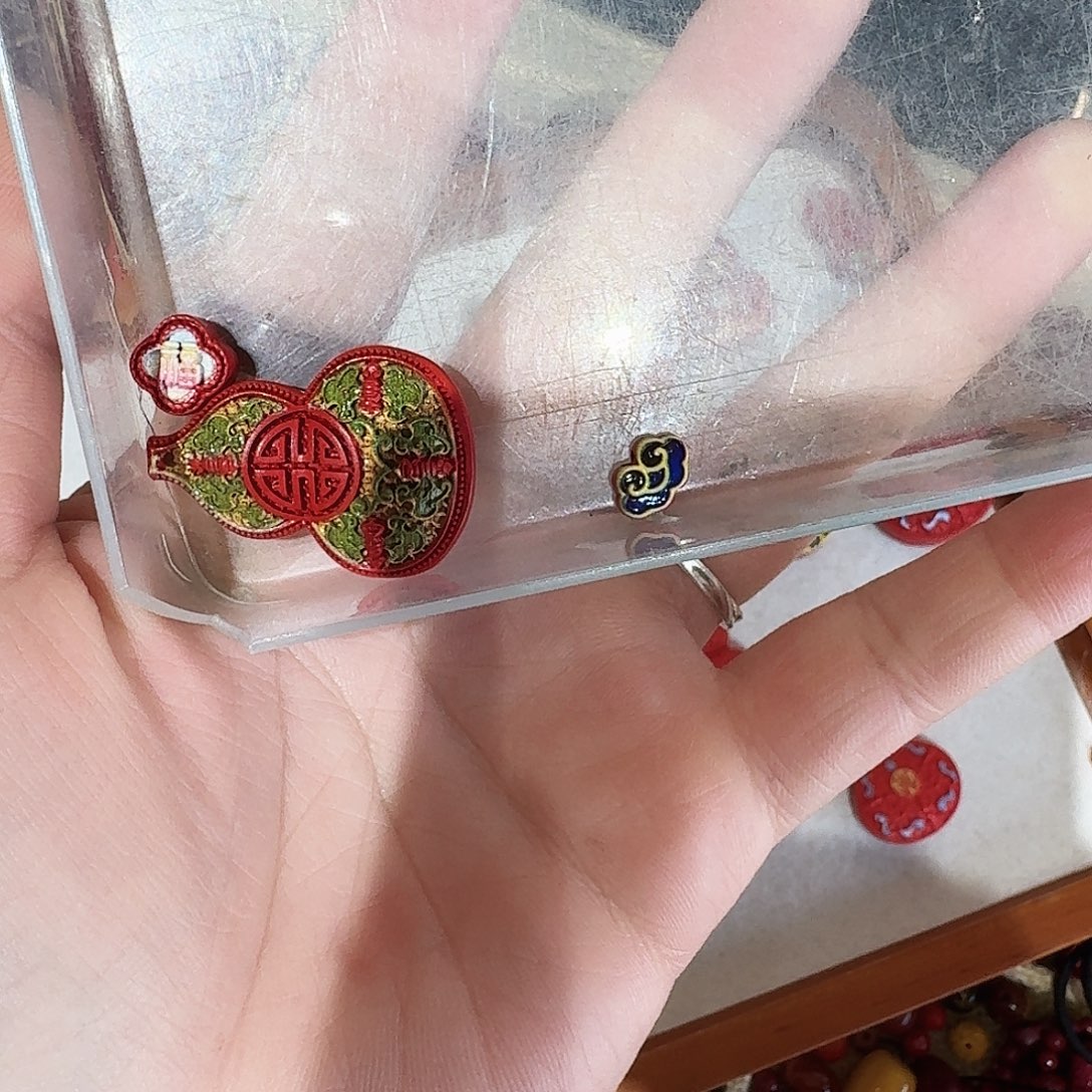 天然辰砂高含量彩绘朱砂葫芦钥匙挂件