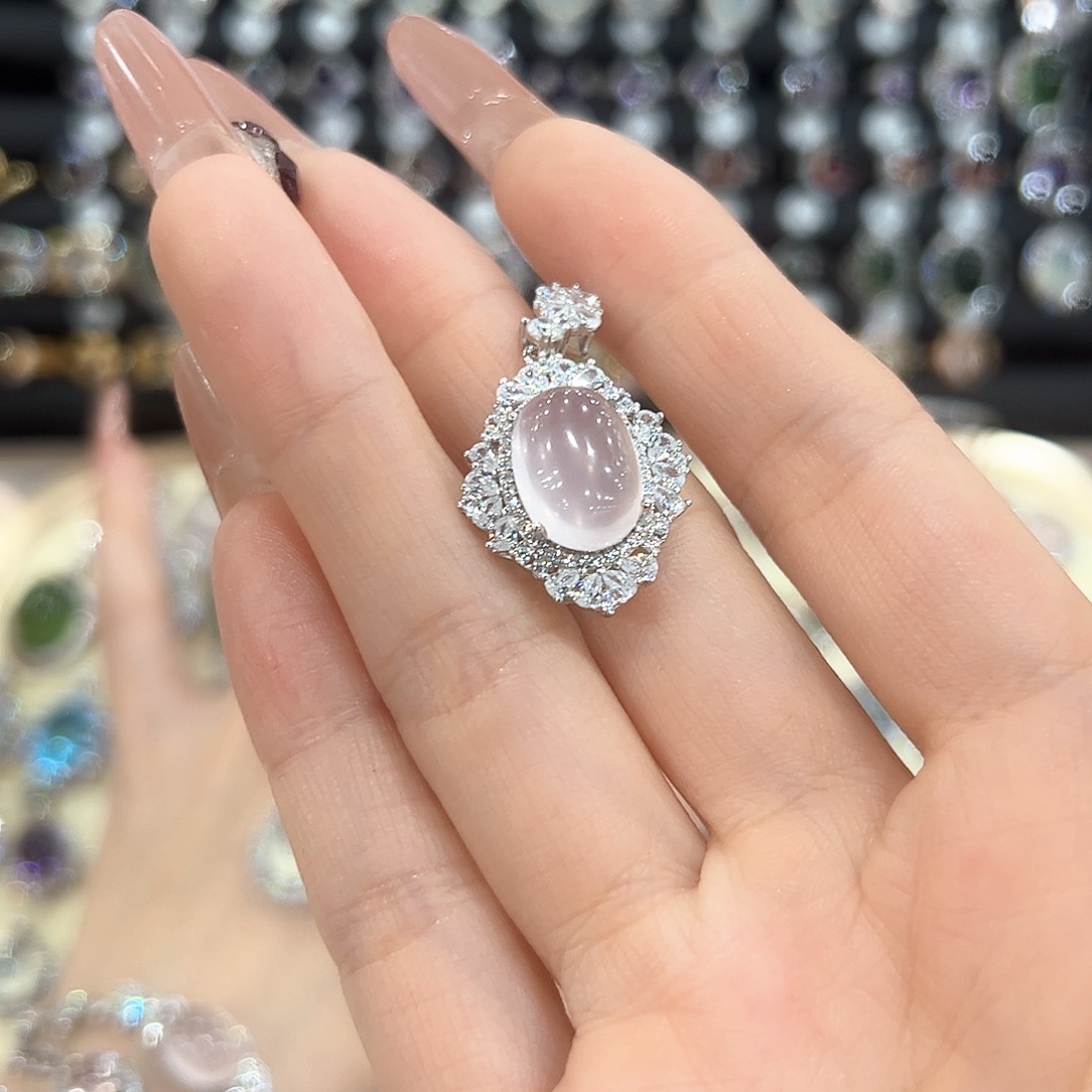 依***一岫玉银S925镶嵌戒指