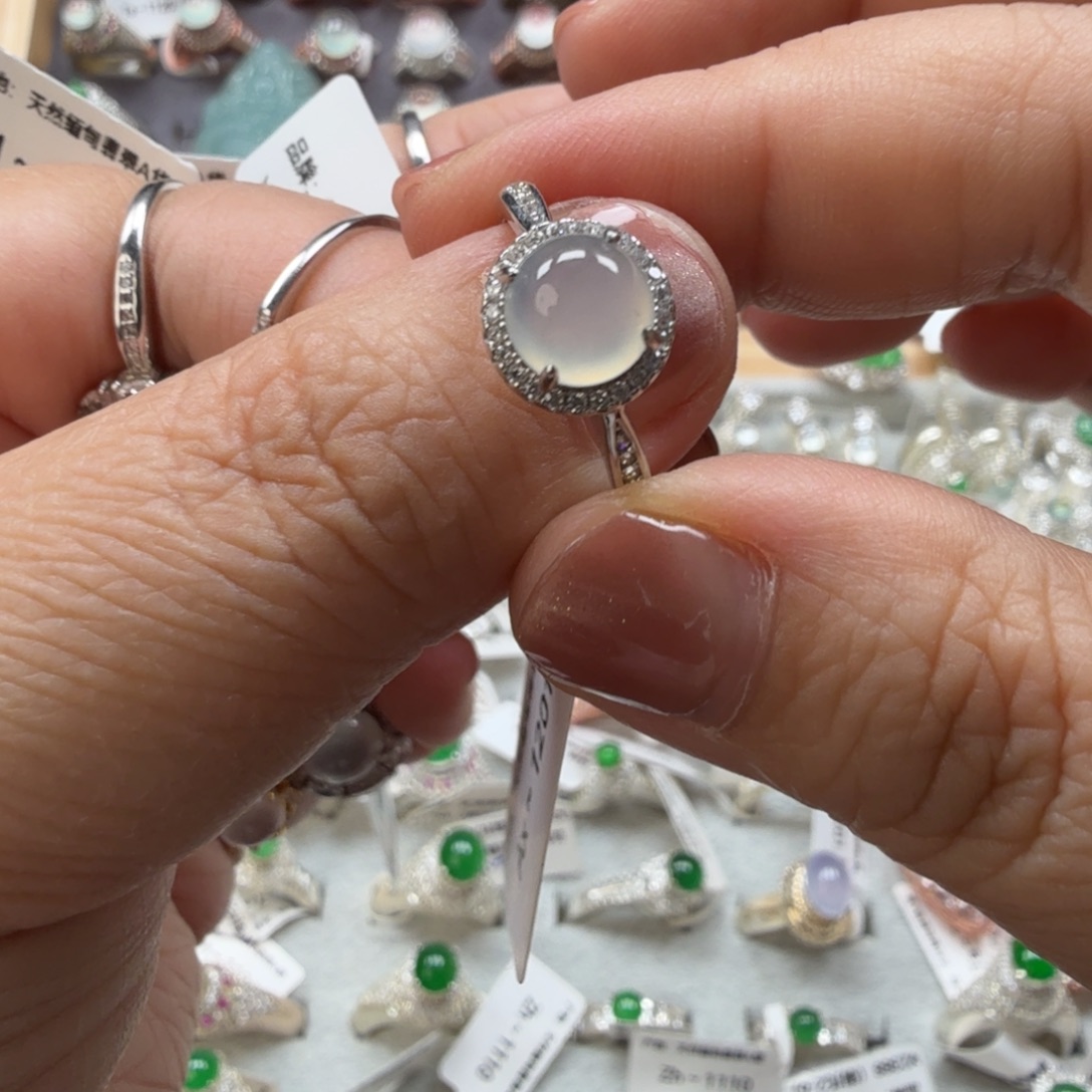 翡翠银S925镶嵌戒指8007