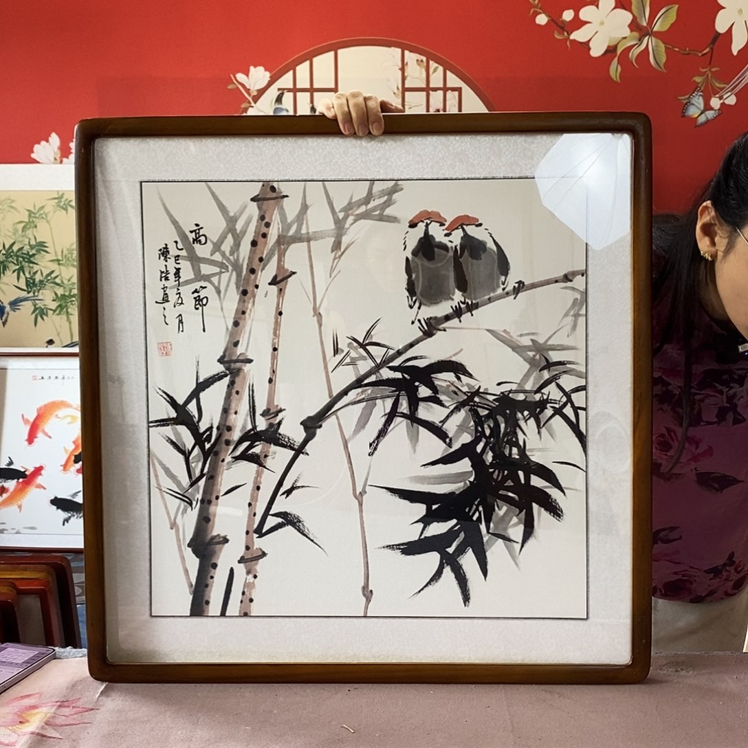 国画手写手绘带框包邮62✖️62国画作品