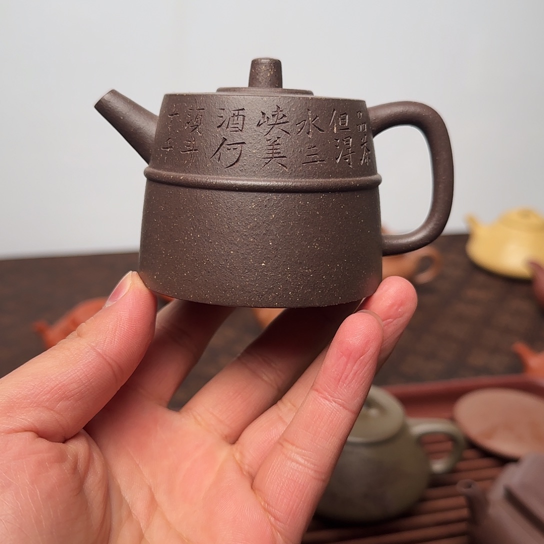 茶壶紫砂束腰井兰160cc天青紫泥