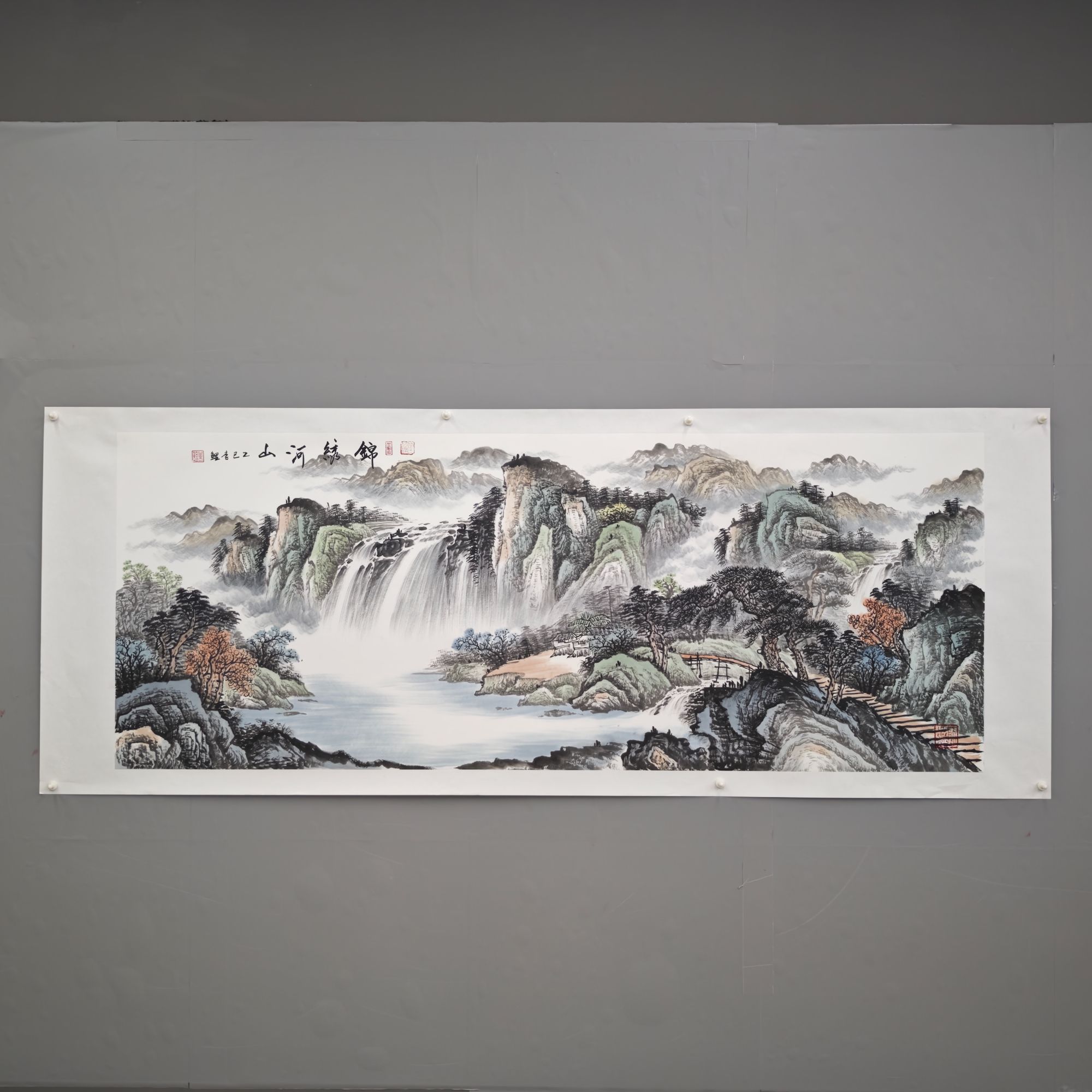 锦煌专属/李鲤手绘/锦绣河山/画芯180*70/十二平尺ZT