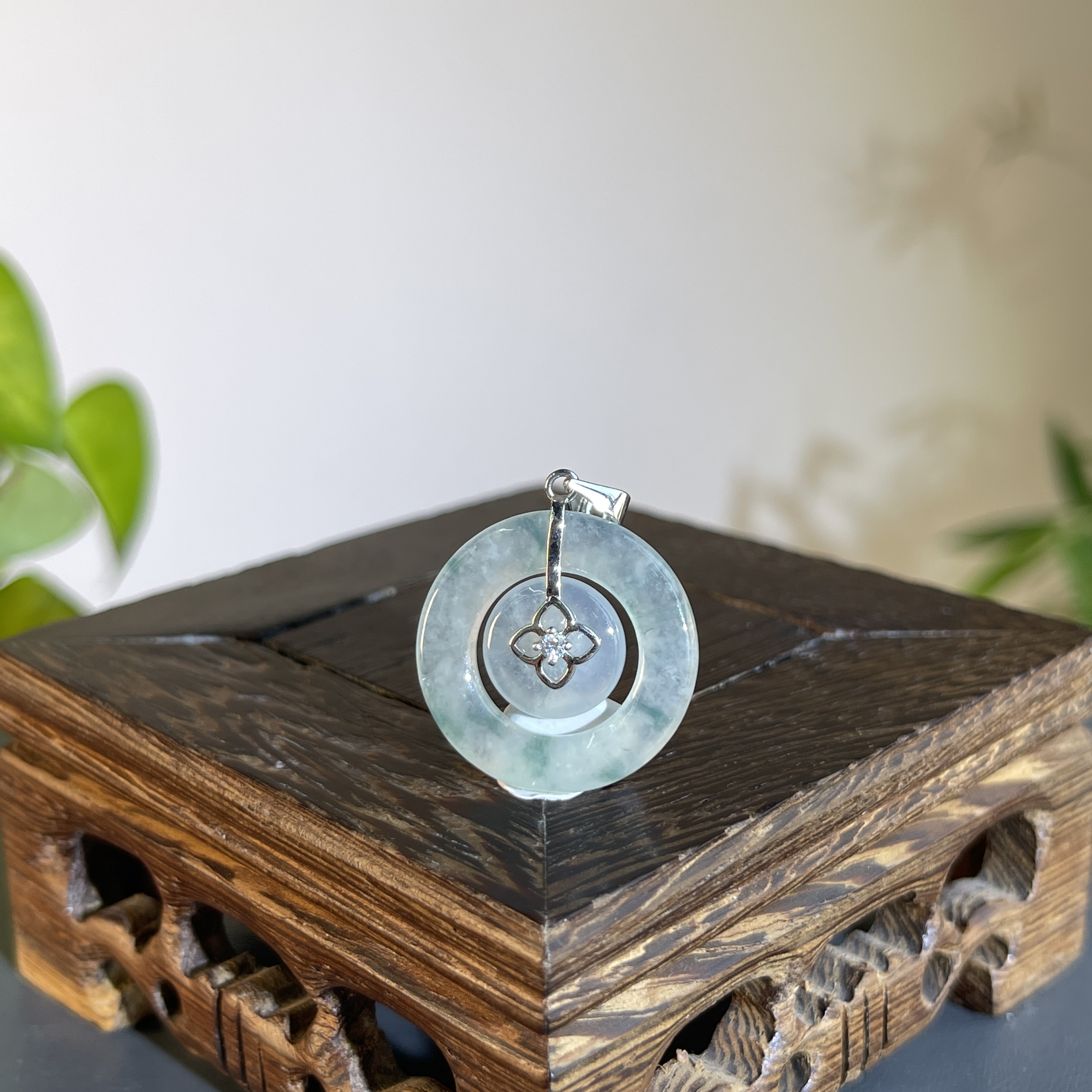 JXA15-35 天然缅甸A货翡翠 s925银子母扣