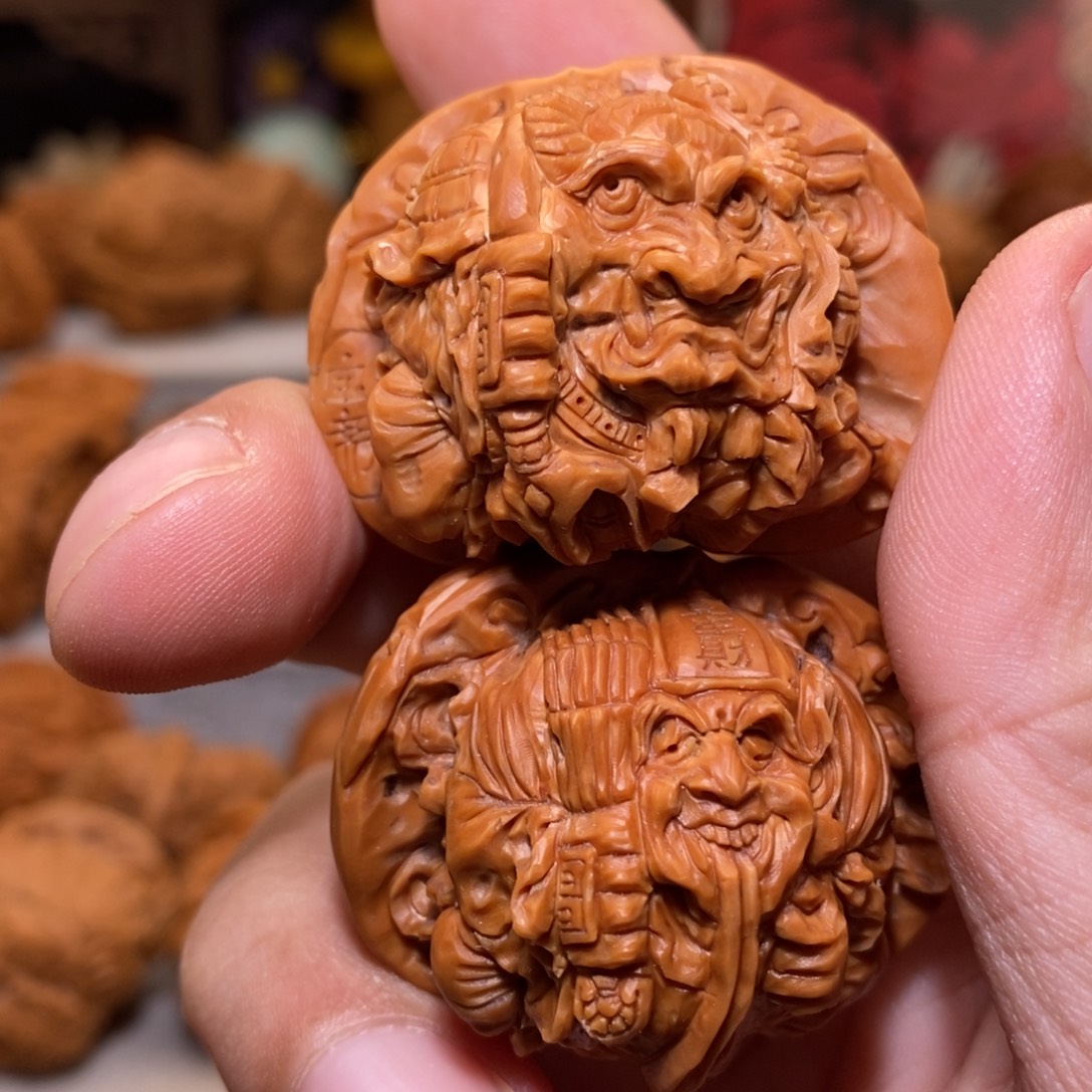 嗯***哼把件文玩核桃纯手工雕刻地府四圣