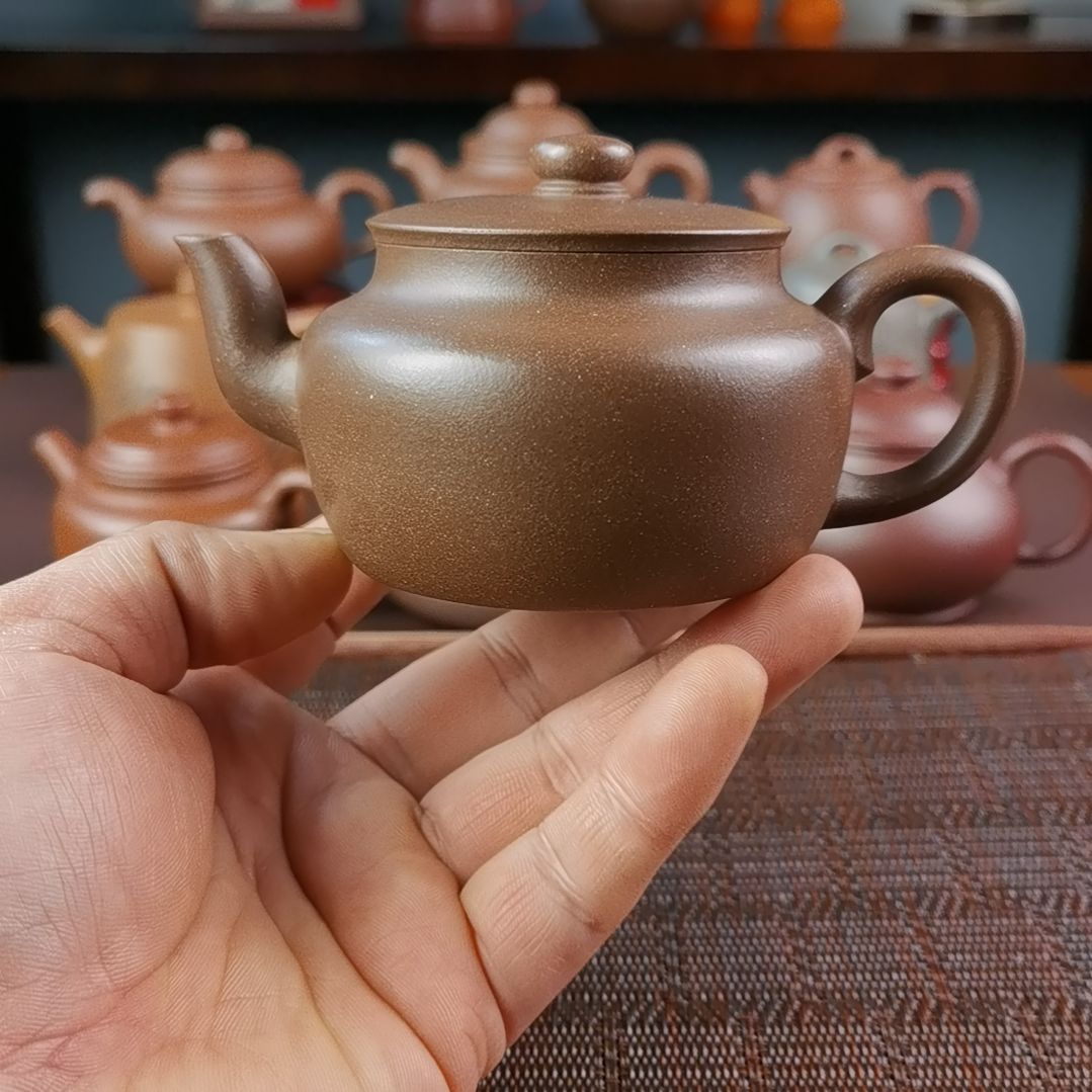 紫砂茶壶紫玉金砂平盖莲子200CC