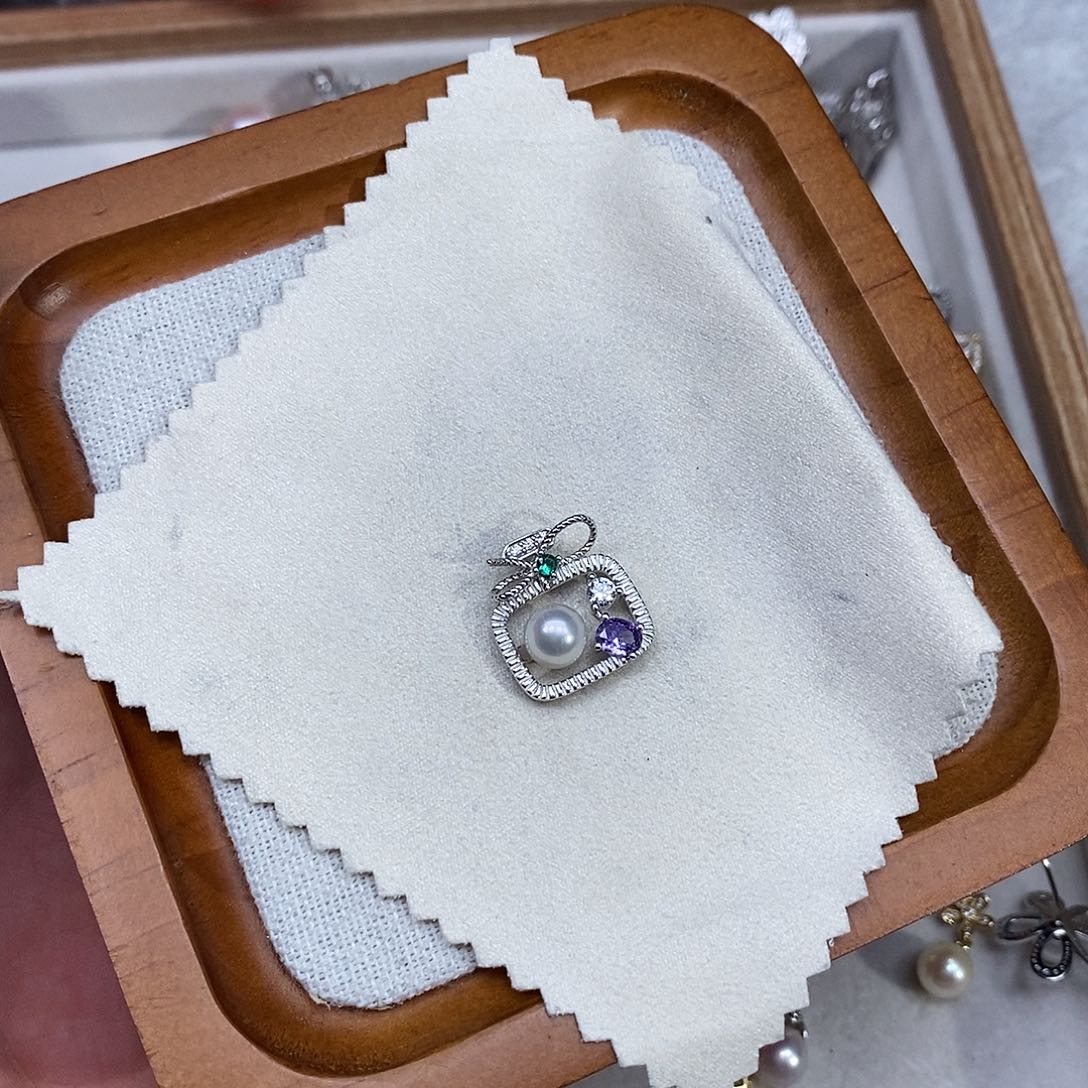 海水珍珠银S925镶嵌吊坠(不含链)