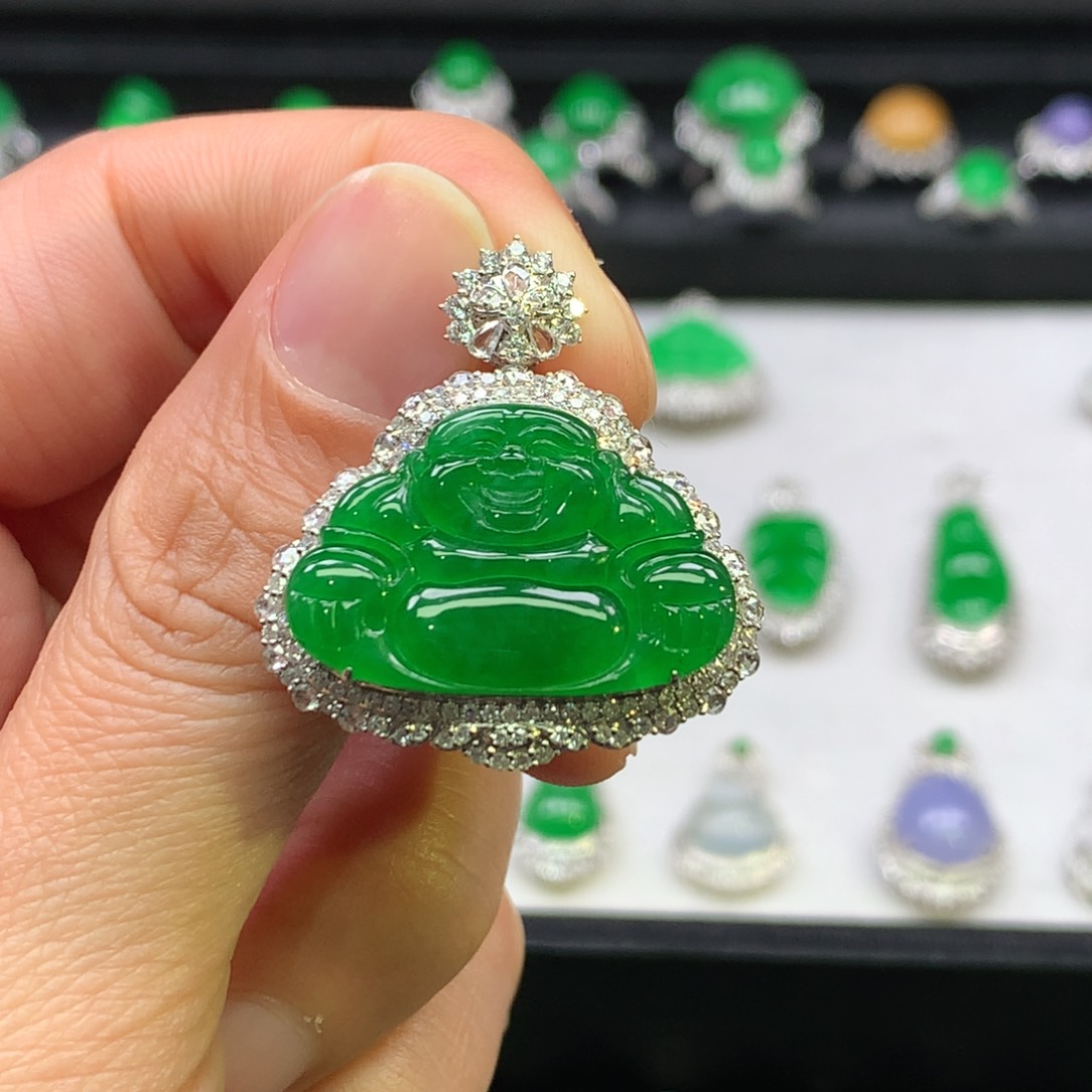 翡翠吊坠(不含链)18K金镶嵌?***?