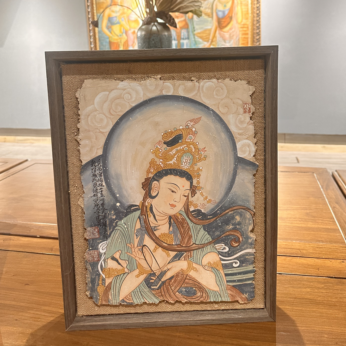 敦煌画派-大师纯手绘泥版画-普贤菩萨（李建英院长亲绘）原价3888