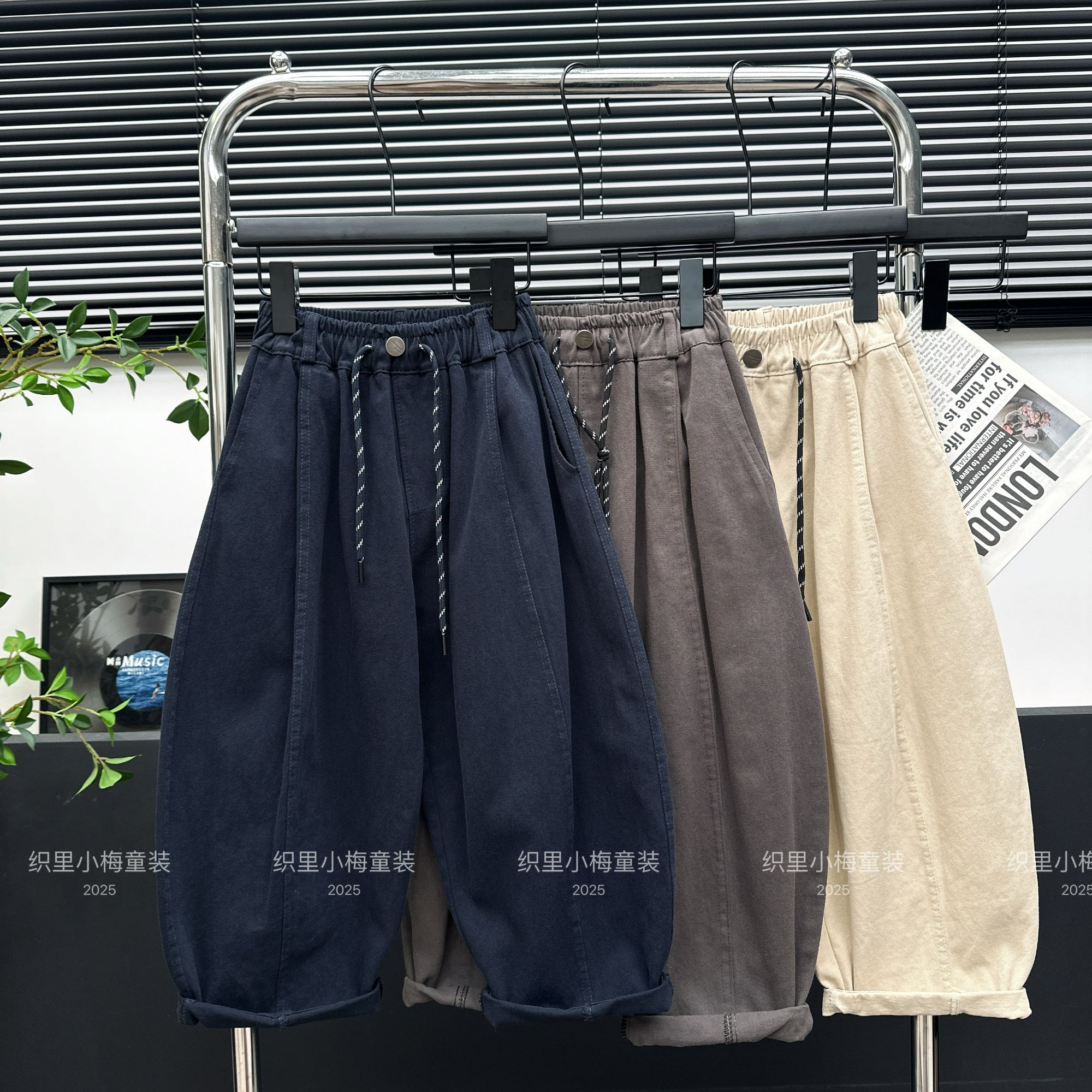 【纯棉100棉】秋季新款纯棉男女童韩版百搭休闲长裤亲子裤A055