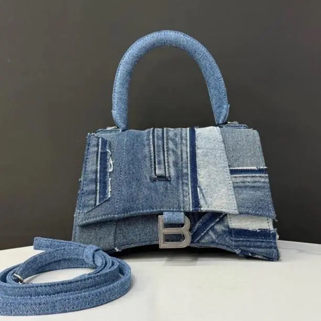 95新 Balenciaga/巴黎世家 牛仔沙漏包23cm/JJ5072602