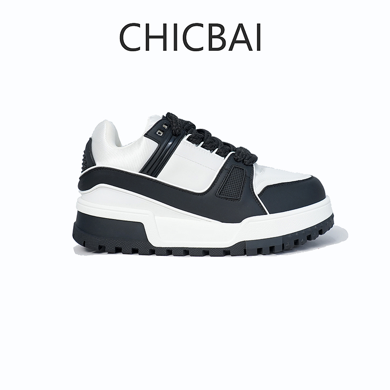 CHICBAI 头层牛皮厚底面包鞋休闲鞋