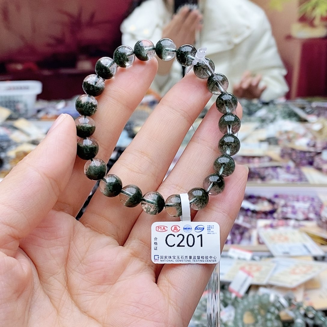 水晶手链未镶嵌C201绿幽灵8.9mm