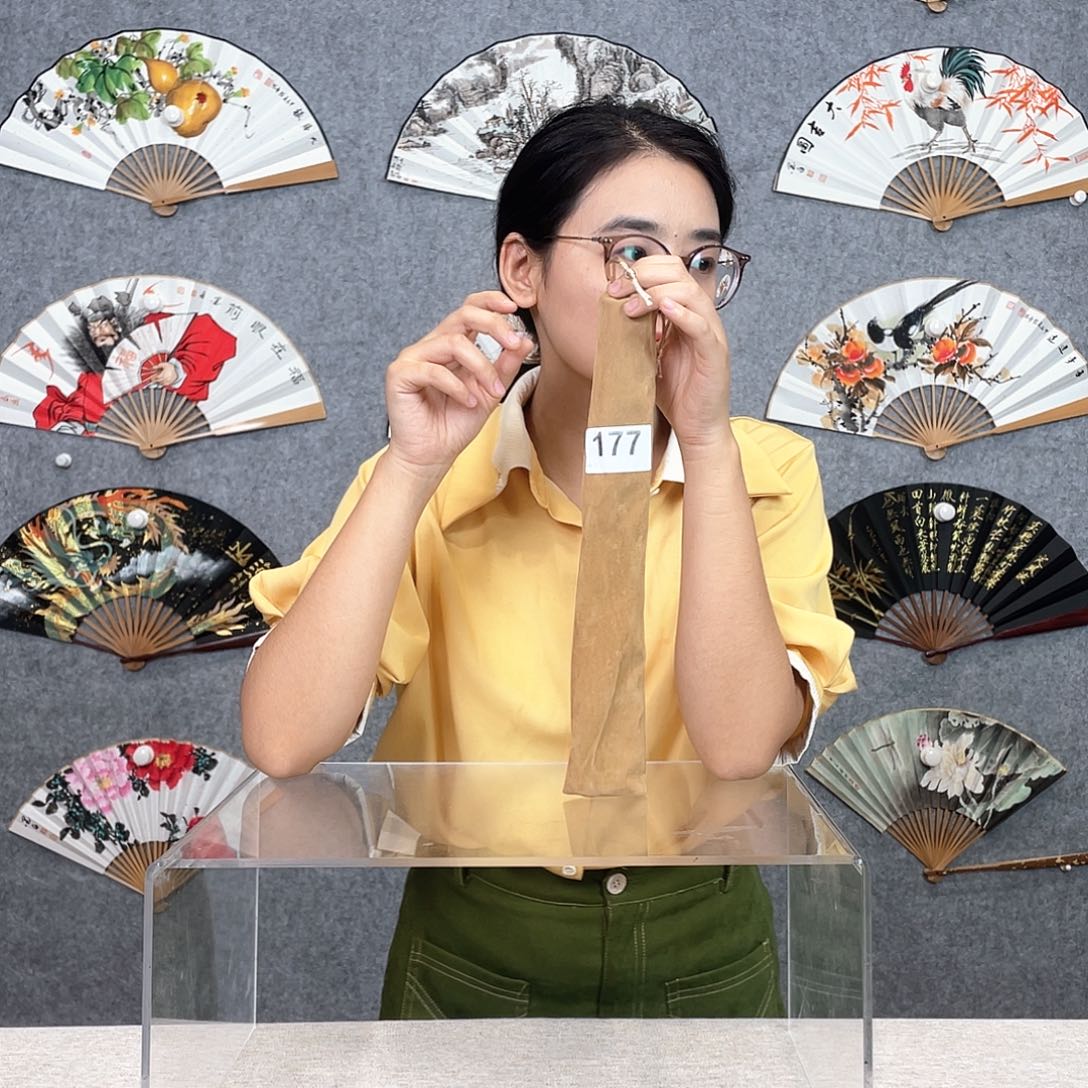 国画10寸水磨玉竹-纯手绘-文玩扇骨（默认粘好）177