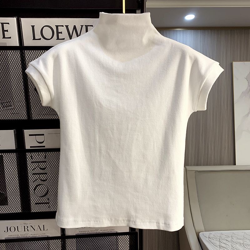 门店2&69!夏季新款修身百搭无袖T恤半高领纯色打底衫ZJ414