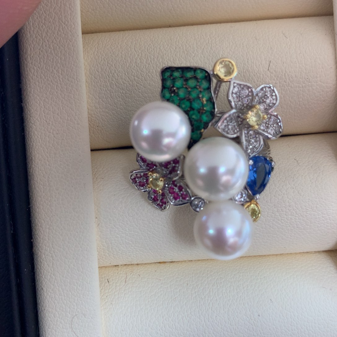 海水珍珠戒指银S925镶嵌