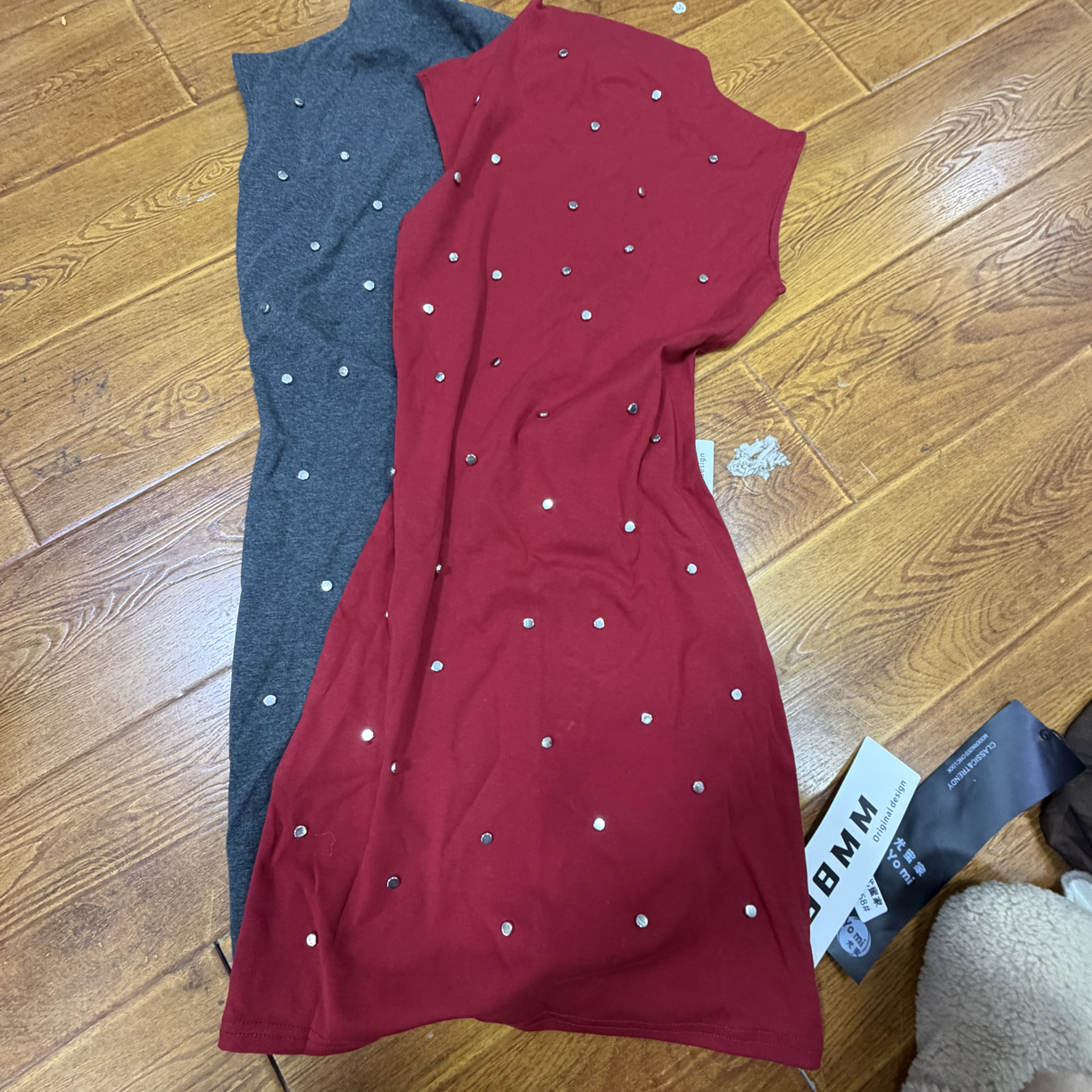 【CPL】24531辣妹无袖小高领秋季铆钉打底连衣裙