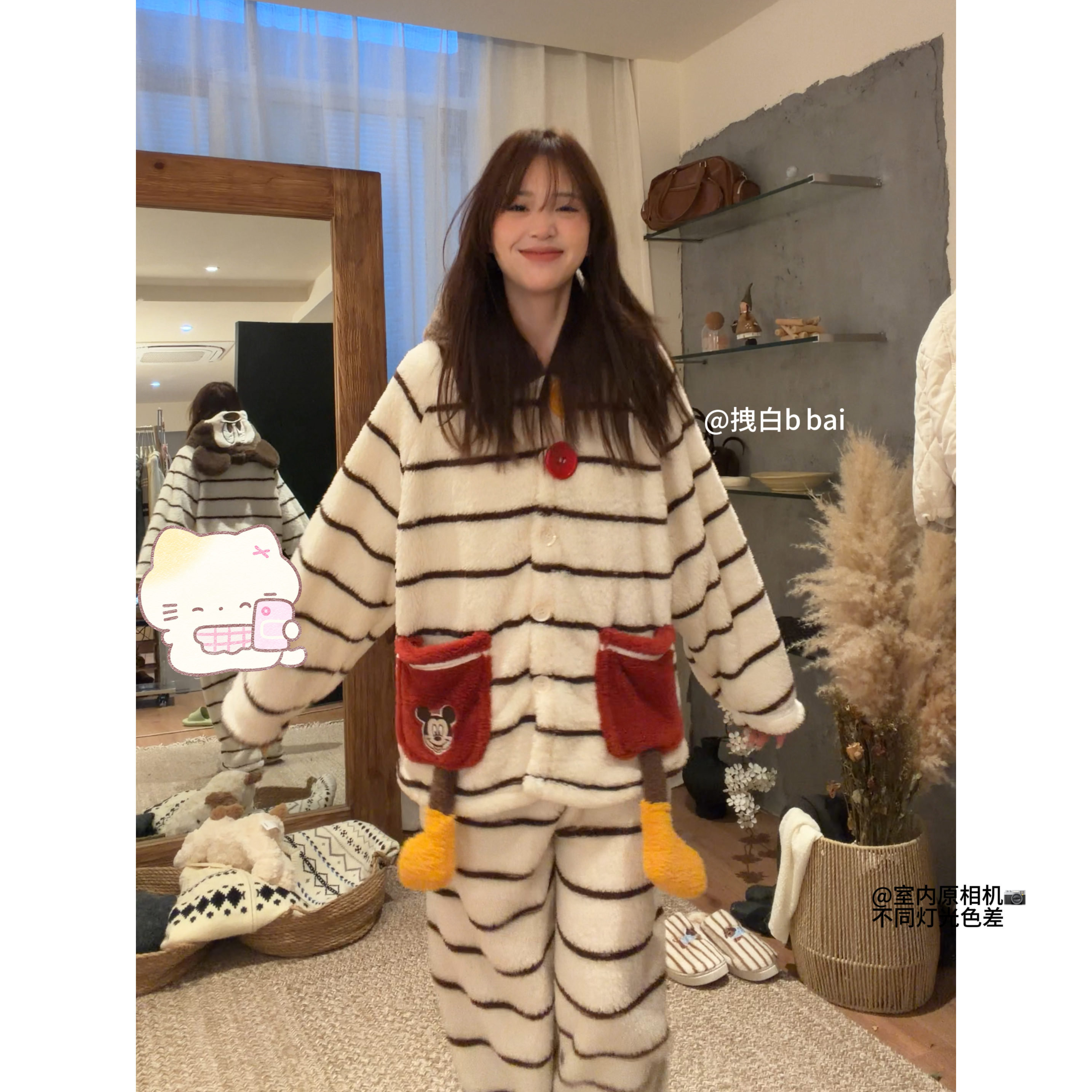 【拽白bbai】“心动日记”宽松连帽韩版ins保暖冬季可爱睡衣女